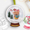 Snow globe carol singing Bella Christmas bear - printable stamp craft card making digital stamp download