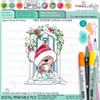 Door wreath Bella Christmas bear - colour clipart printable stamp craft card making digital stamp download