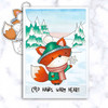 Snowflake Autumn Fall Fox - colour clipart printable stamp craft card making digital stamp download