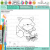 Garden leaves Autumn Fall Fox - printable stamp craft card making digital stamp download