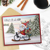 Santa bicycle - Christmas cute printable digital stamp for card making, craft, scrapbooking, printable stickers