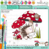 Pickles Hedgehog toadstool - Christmas cute colour clipart printable digital stamp for card making, craft, scrapbooking, printable stickers