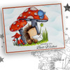 Pickles Hedgehog toadstool - Christmas cute colour clipart printable digital stamp for card making, craft, scrapbooking, printable