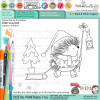 Pickles Hedgehog christmas tree - Christmas cute printable digital stamp for card making, craft, scrapbooking, printable stickers