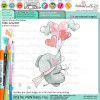 Flying Balloons elephant colour clipart printable digital stamp for card making, craft, scrapbooking, printable stickers