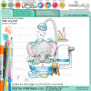 Bathtime elephant colour clipart printable digital stamp for card making, craft, scrapbooking, printable stickers