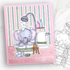 Bathtime elephant colour clipart printable digital stamp for card making, craft, scrapbooking, printable stickers