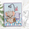 Bathtime elephant printable digital stamp for card making, craft, scrapbooking, printable stickers