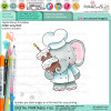 Birthday cake elephant colour clipart printable digital stamp for card making, craft, scrapbooking, printable stickers