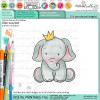 Birthday elephant colour clipart printable digital stamp for card making, craft, scrapbooking, printable stickers