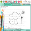 Dandelion elephant printable digital stamp for card making, craft, scrapbooking, printable stickers