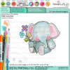 Flowers elephant colour clipart printable digital stamp for card making, craft, scrapbooking, printable stickers