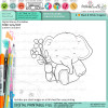 Flowers elephant printable digital stamp for card making, craft, scrapbooking, printable stickers