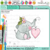 Love Flowers elephant colour clipart printable digital stamp for card making, craft, scrapbooking, printable stickers