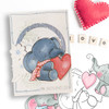 Love You elephant printable digital stamp for card making, craft, scrapbooking, printable stickers