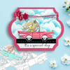 Vintage car Fairy Winnie Daisy printable digital stamp colouring card making crafts scrapbooking sticker with SVG print and cut outline