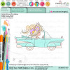 Vintage car Fairy Winnie Daisy printable precoloured clipart card making crafts scrapbooking sticker with SVG print and cut outline