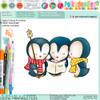 Choir practice Theo Penguin colour clipart for card making, crafts, scrapbook, stickers, junk journals