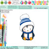 Big Hat day Theo Penguin colour clipart for card making, crafts, scrapbook, stickers, junk journals