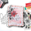 Christmas Vintage Poinsettia Wreath craft stamps, outline dies and layering stencil bundle for crafts and card making