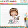 Cute Girl with stationery pens pencils - no hat 2 Graduation school student clipart for Card Making, Scrapbooking and Junk Journaling