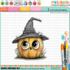 Pumpkin with Hat -cute digital colour clipart craft digital stamp Halloween Fall Autumn Witches with Broomsticks - Card Making, Scrapbooking, Junk Journal, svg, stickers