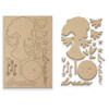 Believe in Angels Forever Angels Engraved MDF extra blank sheet for stamping - Stand-Up 3D Shape Set for crafts, mixed media, art doll, showing unassembled and assembled craft components.
