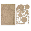 MDF Forever Angel MDF engraved blanks x 2, stand-up 3D shape set for crafts, mixed media, art doll, featuring angel figure, hearts, stars, and words like 'dream' and 'love' for creative decorating.