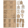 Gingerbread House bauble pack (14) - Wood Blank Craft Kit, Home Décor