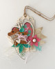MDF Altered Art MDF Board & Chipboard Tags/Bookmarks Pack - Wood Blank Craft Kit, Home Décor featuring decorative craft embellishments like paper leaves, flowers, string, and a hanging tag for creative DIY projects.