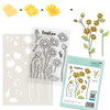 Mixed Flowers clear Stamps, Stencils,  Switchables, Chipboard card making craft bundle