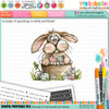 Bunny Surprise Easter Basket - colour printable clipart for Card Making, Scrapbooking, Junk Journal, svg, craft stickers & planners