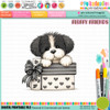 Pickles dog with gift/present-3  colour Clipart SVG printable craft Download for Card Making Scrapbooking Junk Journals Crafts Stickers