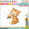 Peaches Cat fish sandwich 2 - colour Clipart SVG printable craft Download for Card Making Scrapbooking Junk Journals Crafts Stickers.