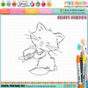 Peaches Cat fish sandwich Digital Stamp - Cute Fluffy Friends printable craft Download for Card Making Scrapbooking Junk Journals Crafts Stickers.