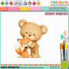 Monty Bear & Rusty Fox hugs - colour Clipart SVG printable craft Download for Card Making Scrapbooking Junk Journals Crafts Stickers.