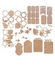 Create & Decorate Christmas MDF Blanks Kit - 60 Pc Wooden Craft Shapes & Tags,| 3mm MDF