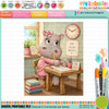 Helga Hippo Exam Time - printable PRECOLOURED clipart craft Download for Card Making Scrapbooking Junk Journals , coloring book, Stickers. exams study school graduation.