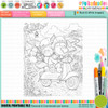 Horace and Boo Cat and Dog Scooting along - printable Digital Stamp & clipart craft Download for Card Making Scrapbooking Junk Journals , coloring book, Stickers. exams study school graduation.