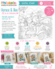 Horace and Boo Cat and Dog Scooting along - printable Digital Stamp & clipart craft Download for Card Making Scrapbooking Junk Journals , coloring book, Stickers. exams study school graduation.