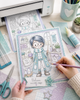 Wizard Magic little Dude - printable Digital Stamp & clipart craft Download for Card Making Scrapbooking Junk Journals , coloring book, Stickers. exams study school graduation.