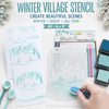 Winter Village Christmas Holiday stencil A5/6 x 8" (new) - craft, card making, scrapbooking stencil.