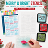 Merry & Bright Text stencil A5/6 x 8" (new) - craft, card making, scrapbooking stencil.