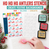 Hohoho Antlers Text stencil A5/6 x 8" (new) - craft, card making, scrapbooking stencil.