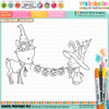 Deer and Bunny rabbit banner black and white digital stamp - Hello Autumn printable download for craft, card making, junk journal, digital scrapbooking.