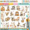 Hello Autumn Big Kahuna printable craft bundle with over 300 cute woodland animal elements including 18 black and white digital stamps, 18 pre-coloured clipart images, SVG files, 110+ patterned papers, 10 scenes, toppers and over 160 greetings for Autumn, Fall and Halloween crafts.