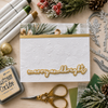 Merry and Bright Christmas greeting craft cutting dies with layered script sentiment and star border for card making