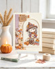 Autumn/Fall cute girl drawing with post box, cat and dog, black and white digital stamp for card making craft, coloring, junk journal images, digi scrapbooking and planner printables – digitale Stempel, digitale stempels