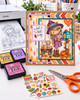 Happy Mail Autumn/Fall Winnie cute girl drawing with mail box, cat and dog, black and white digital stamp for card making craft, coloring, junk journal images, digi scrapbooking and planner printables – digitale Stempel, digitale stempels