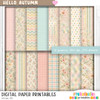 Hello Autumn Shabby Chic Pretty printable paper patterns set 7 - craft, card making, junk journal, digital scrapbooking.